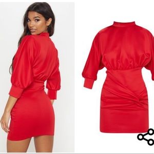 RED LONG SLEEVE MINI DRESS
